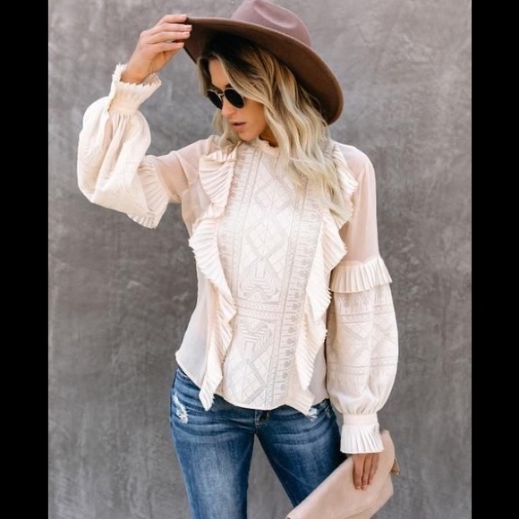 Strike A Pose Embroidered Ruffle Blouse - Picture 3 of 3